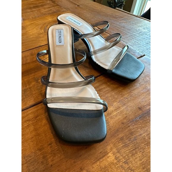 Steve Madden Shoes - Steve Madden | Hanya Black Strappy Square Toe Block Heel Sandal Women 8 90s Y2K